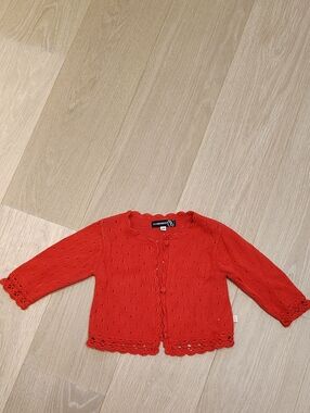Jean Bourget Red Knit Girls' Cardigan